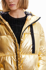 Desigual Detachable Sleeve Padded Jacket - Gold Wash