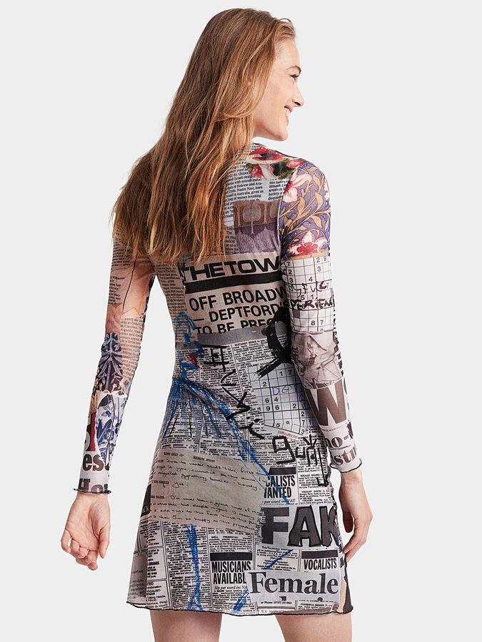 Desigual Tulle Newspaper Dress