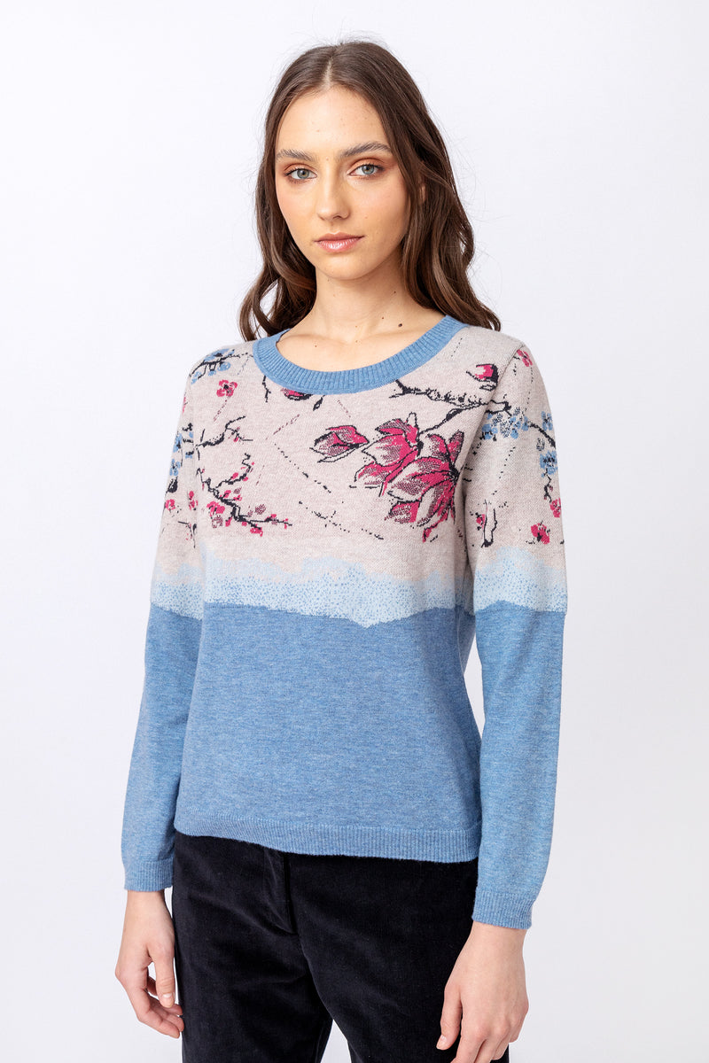 Jacquard Pullover, Cherry Blossom Pattern