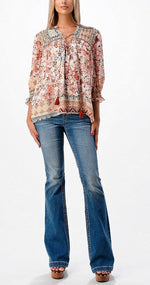 Miss Me Woven Floral Print Top