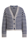 Ivko Knitted Jacket, Structure Pattern blue/white wash