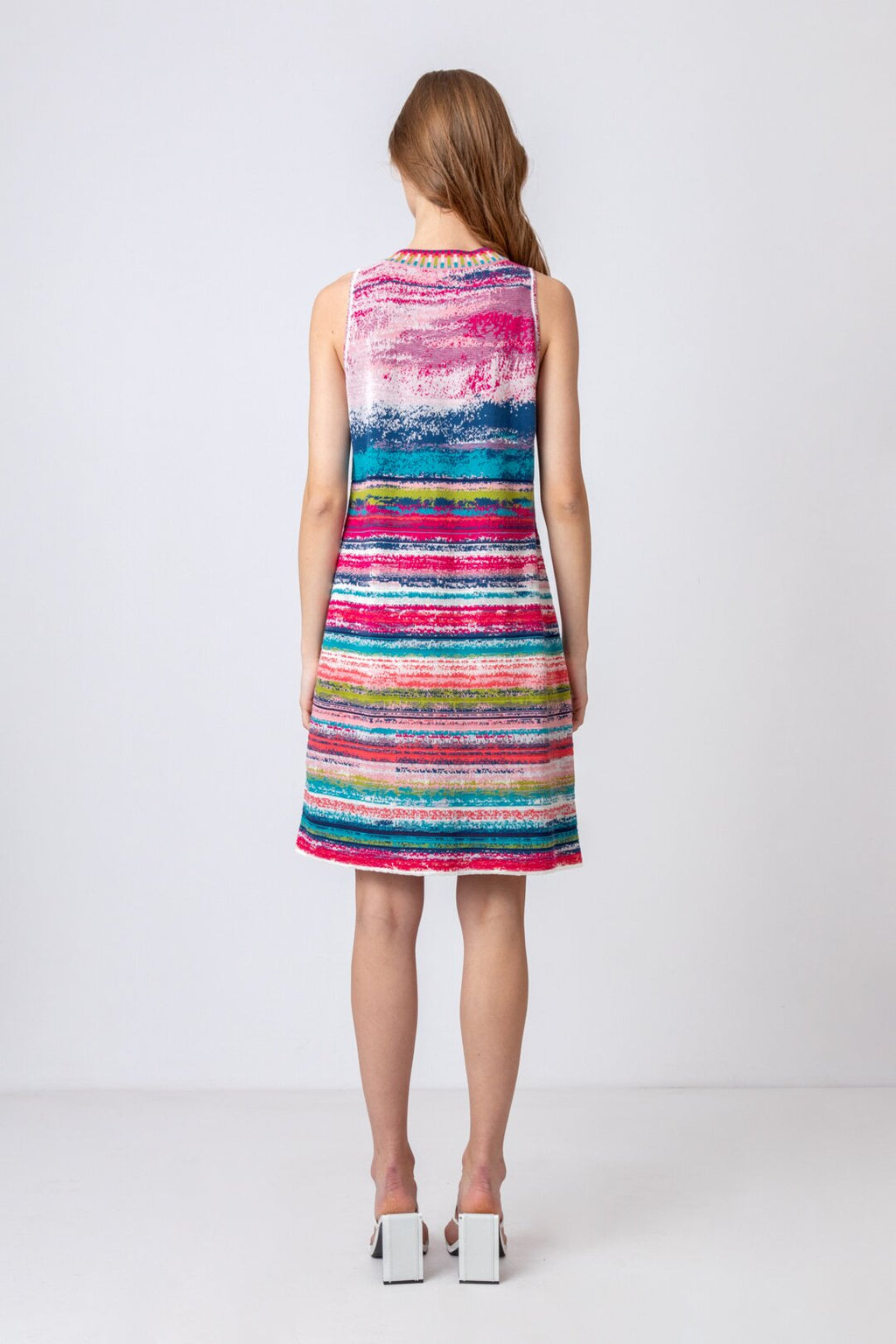Ivko Sleeveless Dress, Stripe Pattern - Off white Wash