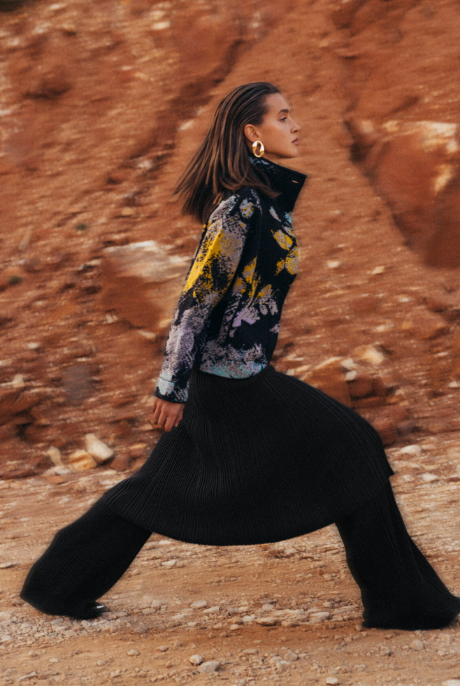 Jacquard Rollneck Jacket, Camouflage Pattern