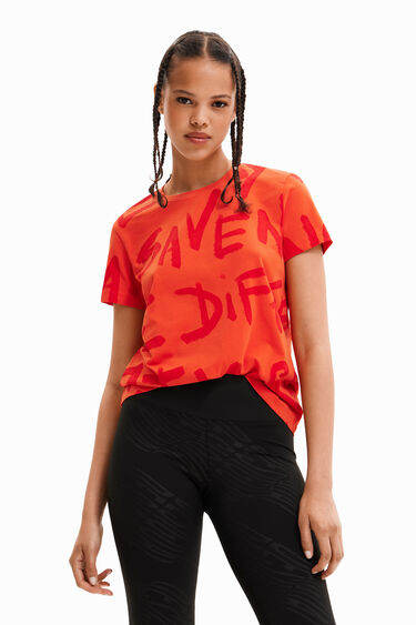 Desigual Manifesto T-Shirt Red