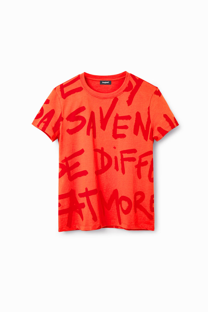 Desigual Manifesto T-Shirt Red