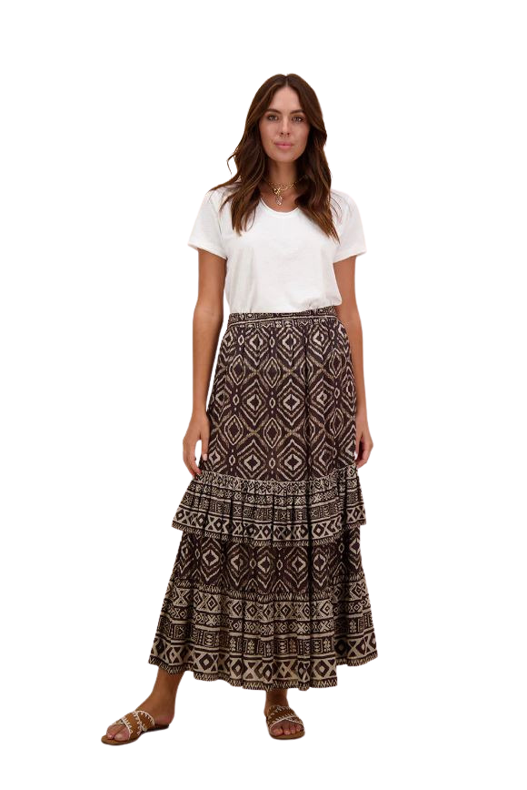 Ruby Yaya Aztec Skirt Brown Wash