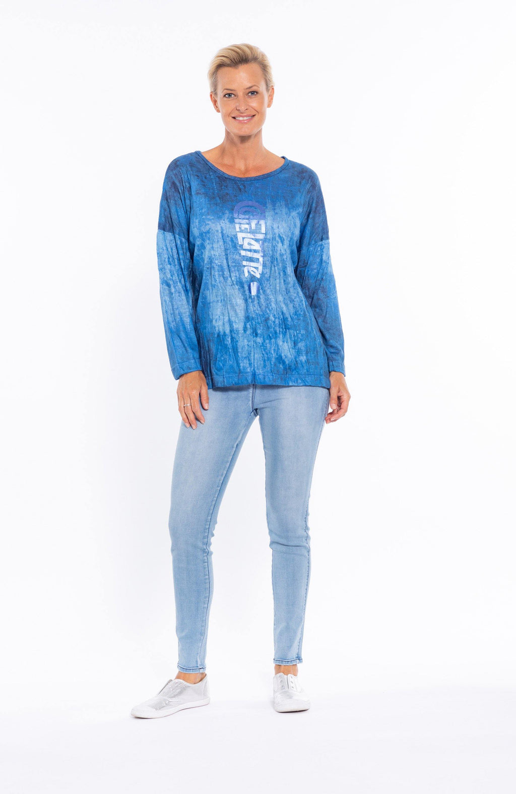 Cafe Latte Denim Wash Pigment Print Long Sleeve - Three Bears  #threebearsperth