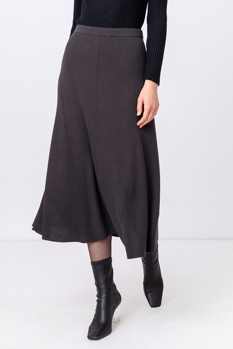 Plain Skirt Organic Wool Black Wash