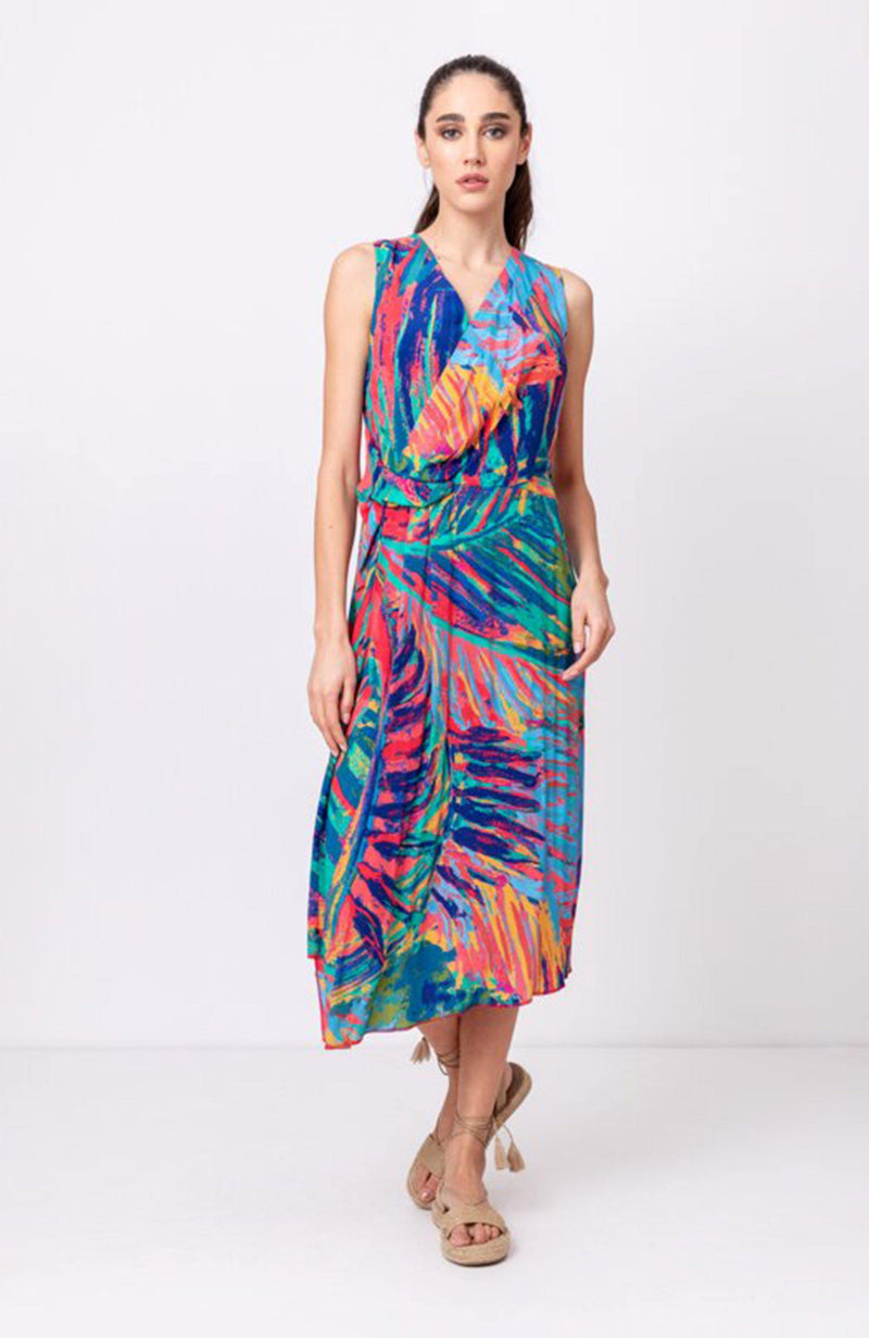 Ivko Wrap Dress Tropical Motif - Three Bears  #threebearsperth