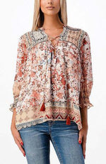 Miss Me Woven Floral Print Top