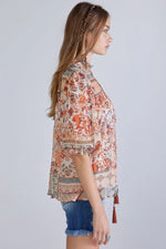 Miss Me Woven Floral Print Top