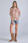 Miss Me Woven Floral Print Top